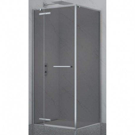 Dušo kabina PRESTIGE 100x100 chrom/pilka be pado