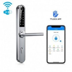 Išmanioji durų rankena iNOVO IP55 su cilindru C72/92mm Bluetooth Wi-Fi su nuotoliniu valdymu.