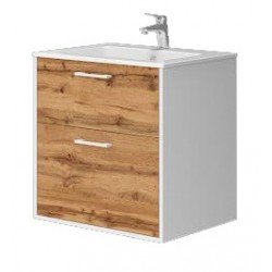 Vonios kambario spintelė su praustuvu AF-60 balta ruda pakabinama pastatoma AFINA