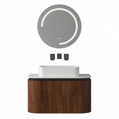 Vonios kambario spintelė su praustuvu OLIVE 80 ruda pakabinama su uždedamu praustuvu