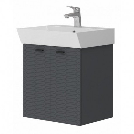 Vonios kambario spintelė su praustuvu Piccolo PC-50 tamsiai pilka pakabinama