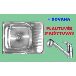  Nerūdijančio plieno plautuvė 927 kairė/dešinė  uždedama su sifonu DOVANA maišytuvas