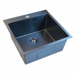 Nerūdijančio plieno plautuvė D5151HB BLACK su sifonu