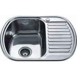 Nerūdijančio plieno plautuvė D6249P dešinė dekor su sifonu