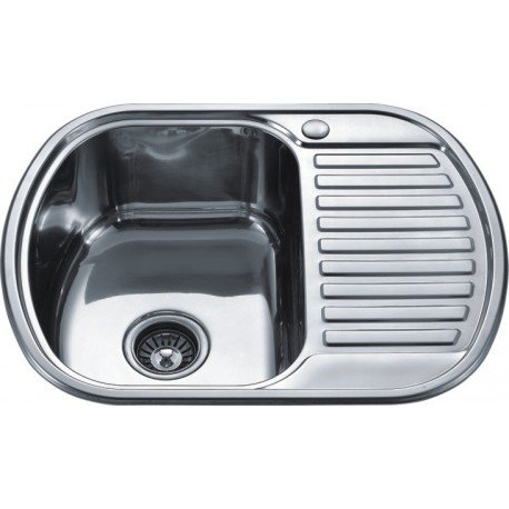 Nerūdijančio plieno plautuvė D6249P dešinė dekor su sifonu