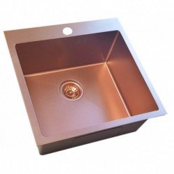 Nerūdijančio plieno plautuvė D5050HC COPPERY su sifonu